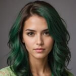 Retrato mujer con pelo verde