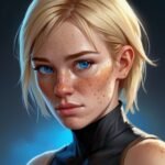 retrato ilustración mujer rubia